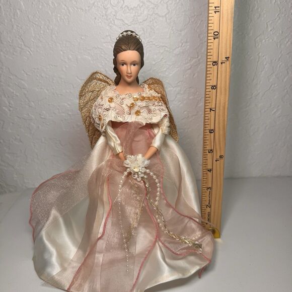 Handmade Satin Angel Christmas Tree Topper Holiday Decor Vintage - Picture 5 of 6